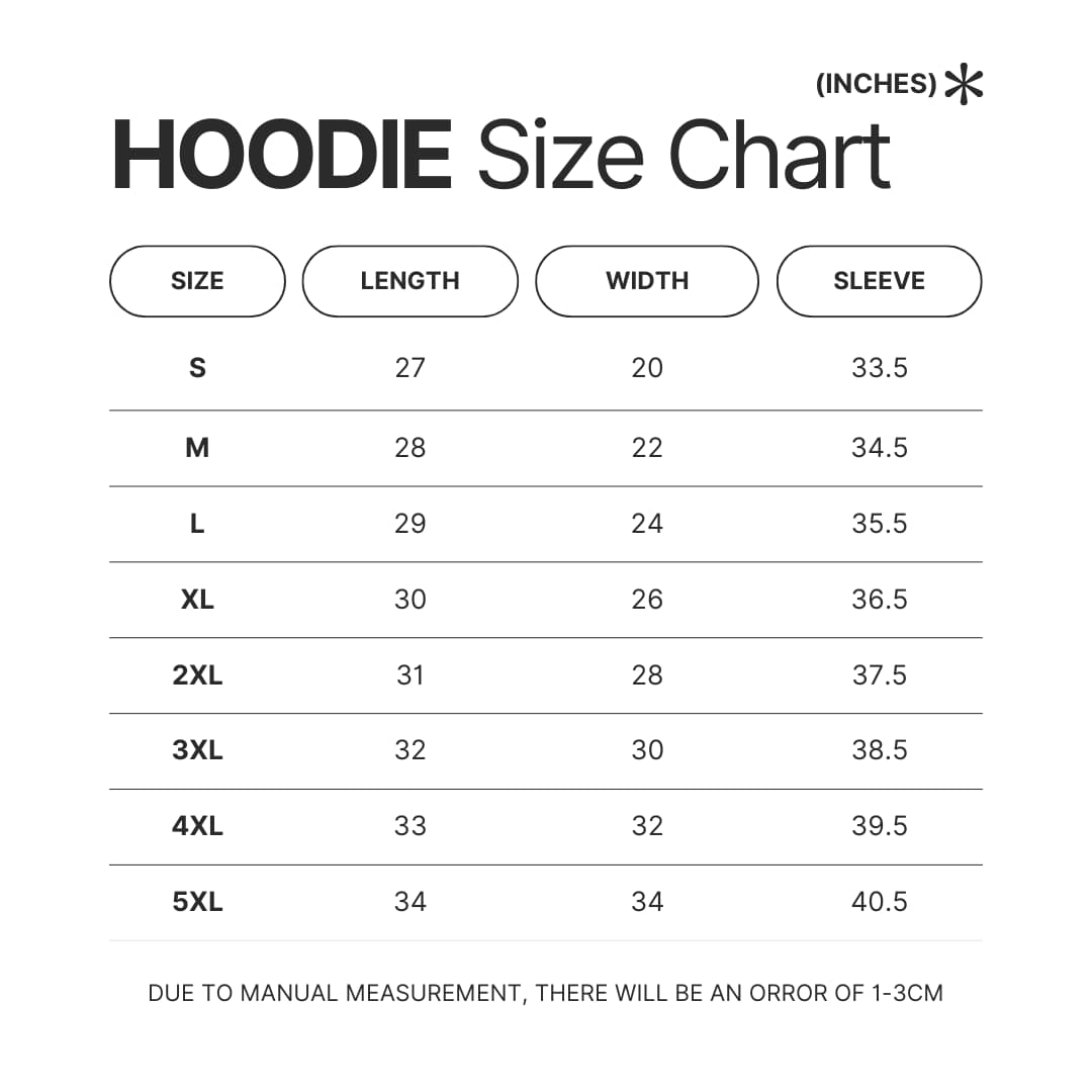 Hoodie Size Chart - Laufey Store