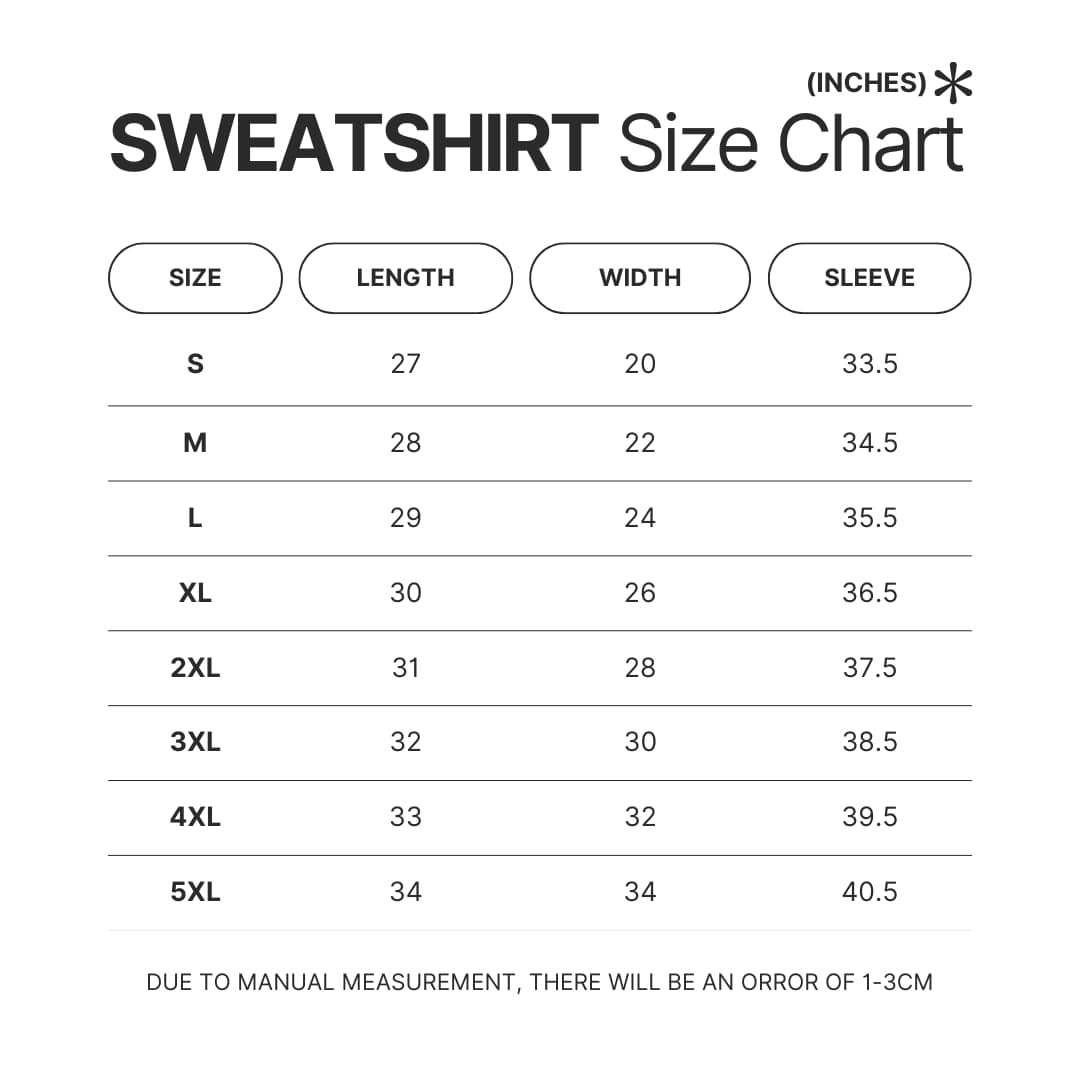 Sweatshirt Size Chart - Laufey Store