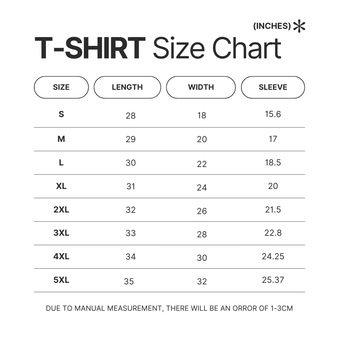 T shirt Size Chart - Laufey Store